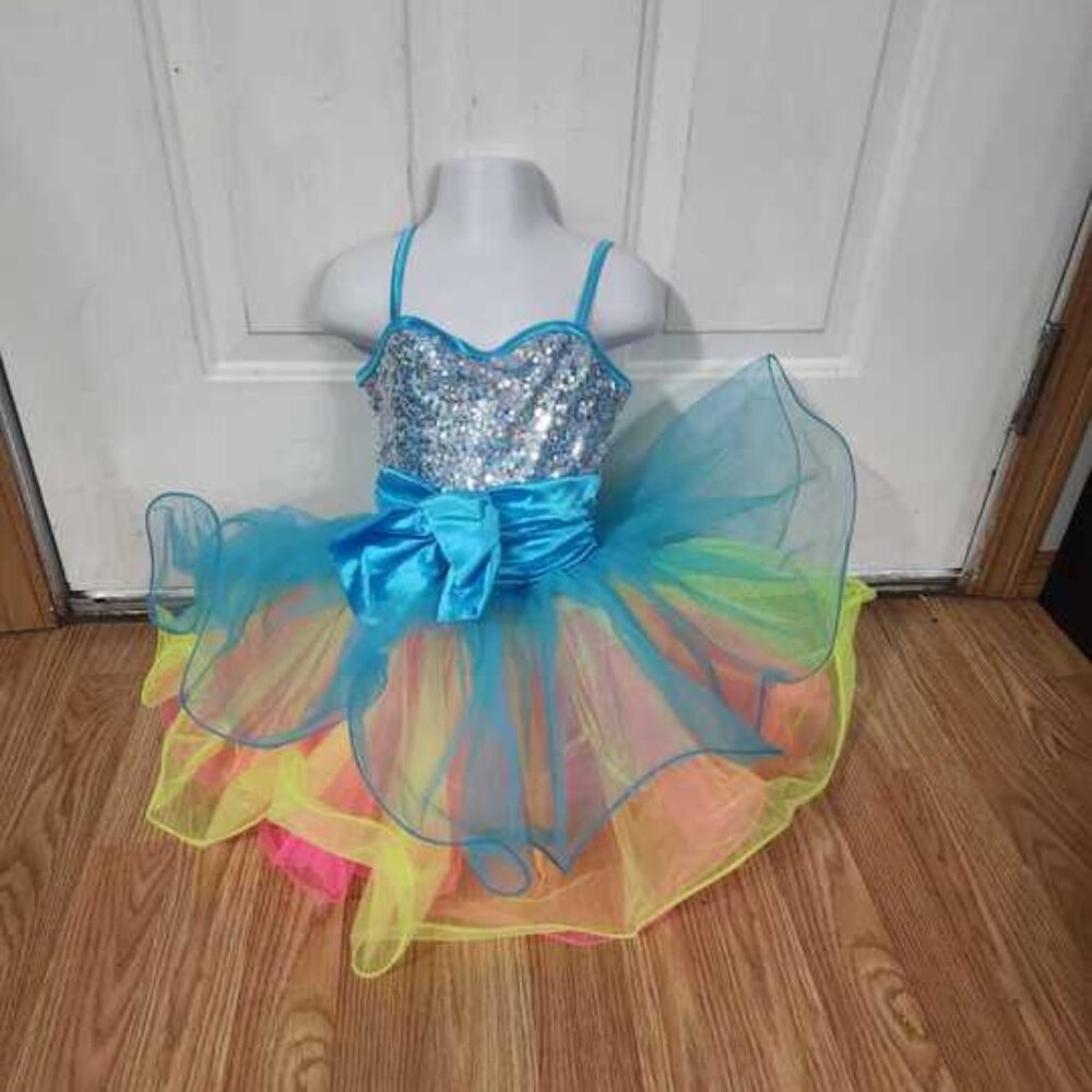 Silver and Blue Sequin Tutu Dress
